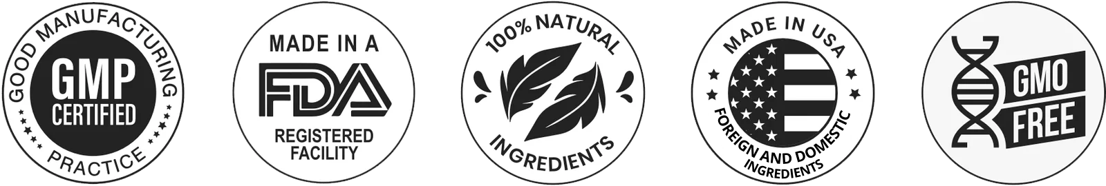 Certifications: GMP, FDA Registered Facility, 100% Natural Ingredients, Made in USA, GMO Free